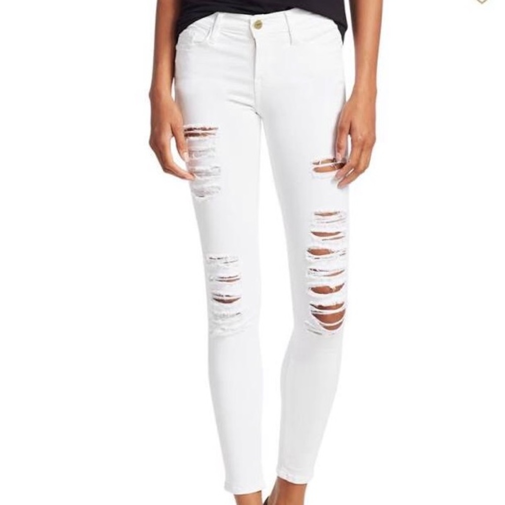FRAME white distressed Le Skinny de Jeanne